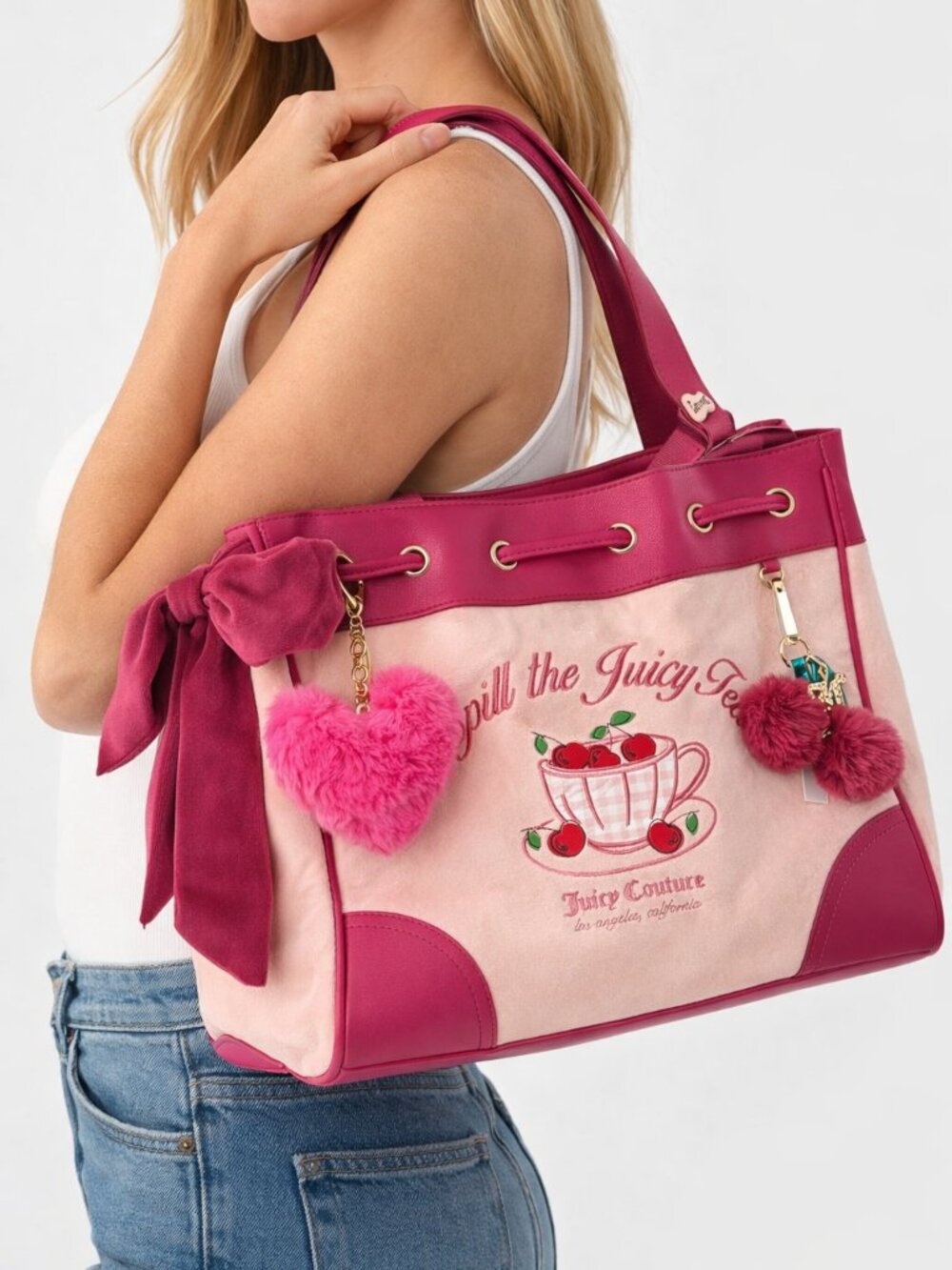 Juicy Couture Sweet Tea Party Daydreamer Tote – Pink Clay – Free Keychain